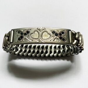 Antique Sterling Silver Sweeheart Pitman Keeler expandable bracelet- engraved
